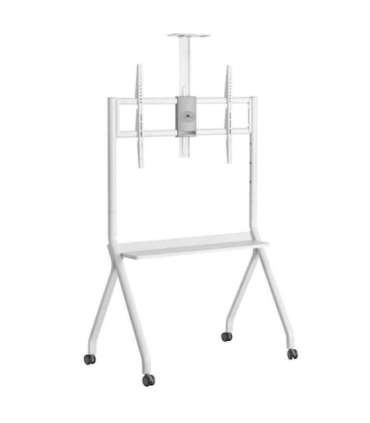 Maclean TV stand / cart, camera shelf, on casters, 55-100", max load 120kg/10kg shelf, max. VESA 900x600, white, MC-114