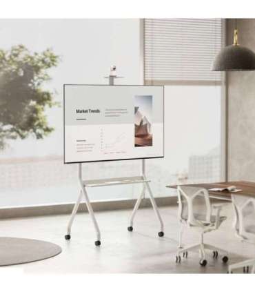 Maclean TV stand / cart, camera shelf, on casters, 55-100", max load 120kg/10kg shelf, max. VESA 900x600, white, MC-114