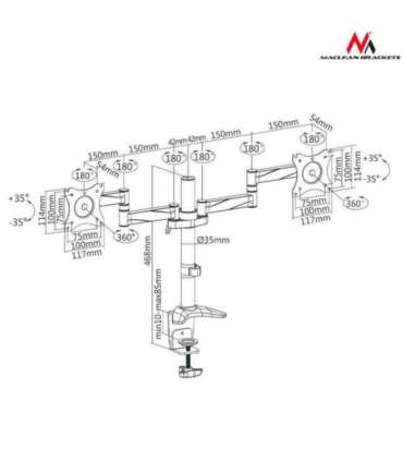 Desk holder for two LCD monitors Maclean MC-714 13-27 "8kg aluminum