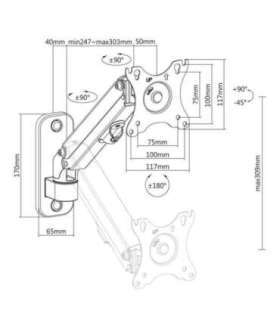 Maclean monitor wall mount, 17-27'', 7kg max, gas spring, MC-458