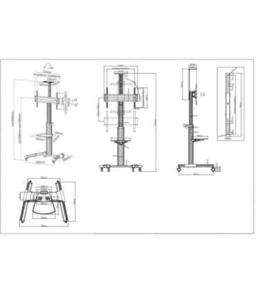Manhattan TV & Monitor Mount, Trolley Stand, 1 screen, Screen Sizes: 37-65", Silver, VESA 200x200 to 600x400mm, Max