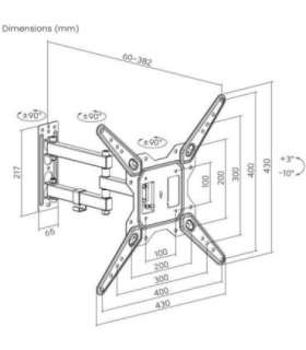 Maclean TV or monitor mount, universal, max VESA 400x400, 23-55", 30kg, black, MC-701N