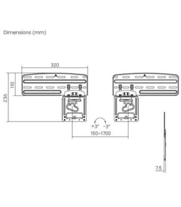 Maclean TV bracket, compatible with Samsung QLED TVs, 43"-85", max. 60kg, MC-806 N