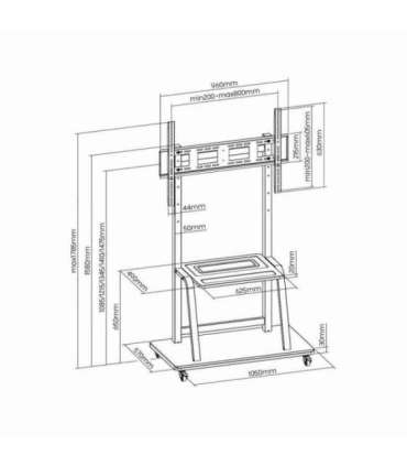 Gembird TVS-100F-01 signage display mount 2.54 m (100") Black