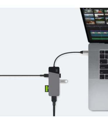 GREEN CELL HUB USB-C ADAPTER GC CONNECT 7W1 (3XUSB 3.1, HDMI 4K 60HZ, USB-C PD 85W, MICROSD/SD)