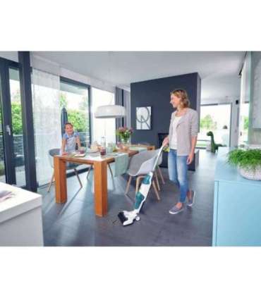 Leifheit Regulus Aqua PowerVac Stick vacuum Battery Dry&wet Foam Bagless Blue, Grey, White