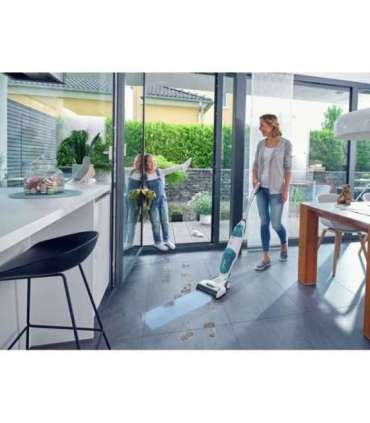 Leifheit Regulus Aqua PowerVac Stick vacuum Battery Dry&wet Foam Bagless Blue, Grey, White