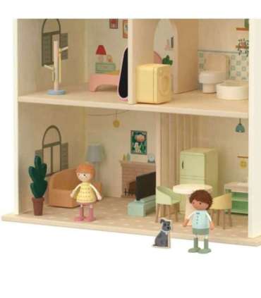 CLASSIC WORLD Большой деревянный домик для кукол с мебелью