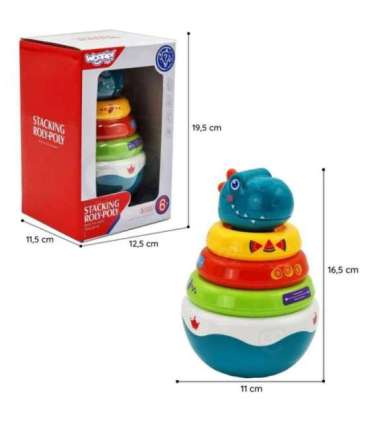 WOOPIE BABY сенсорная игрушка Дино, пирамидка-пазл для младенцев