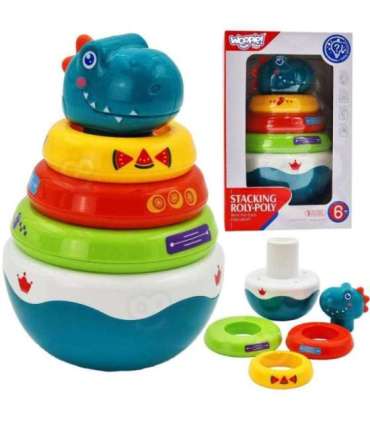 WOOPIE BABY сенсорная игрушка Дино, пирамидка-пазл для младенцев