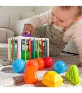 WOOPIE BABY Гибкий сенсорный куб‑сортёр для детей, цветные фигурки, 13 шт.