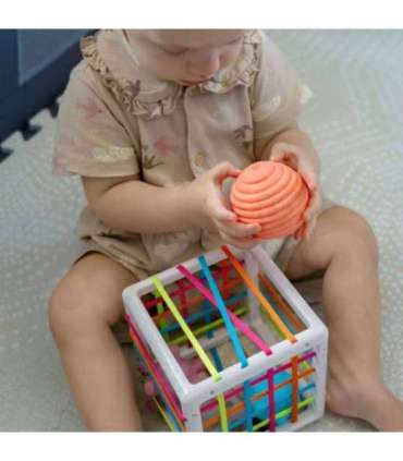 WOOPIE BABY Elastne sensoorne kuubik-sorter lastele — pöörased kujundid, 5 tk