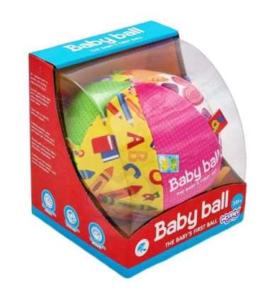 WOOPIE BABY pehme sensoorne pall 'Pani Metka' õmmeldud siltidega väikelapsele + heli