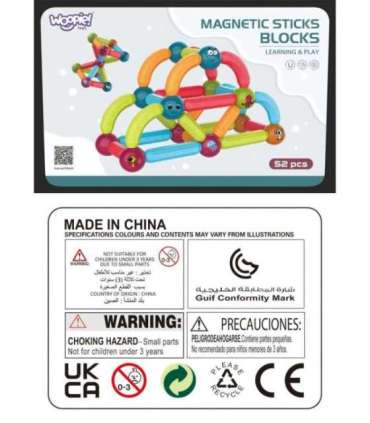 WOOPIE magnetilised ehitusklotsid, harivad, 52 osa