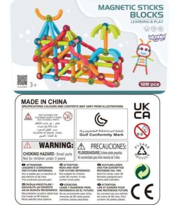 WOOPIE magnetilised ehitusklotsid, õpetlikud, 128 tk.