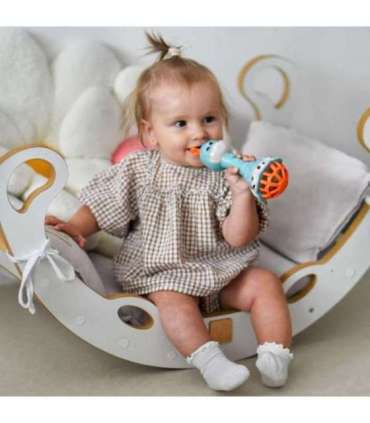 WOOPIE BABY kaelkirjak-rassel, sensoorne närimislelu muusikaga, Montessori, 1 tk.