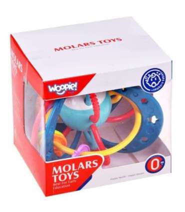 WOOPIE BABY Сенсорная игрушка 2 в 1 прорезыватель-погремушка Монтессори