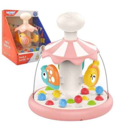 WOOPIE BABY Värvilised Loomad Roosa Vurr-Karussell Pallidega