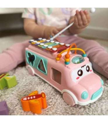 WOOPIE BABY muusikaline mänguauto-sorteerija ksülofoniga, roosa