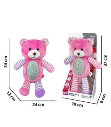 WOOPIE BABY kaisukaru uinutaja ja projektor 2-ühes, roosa karu - 10 hällilaulu