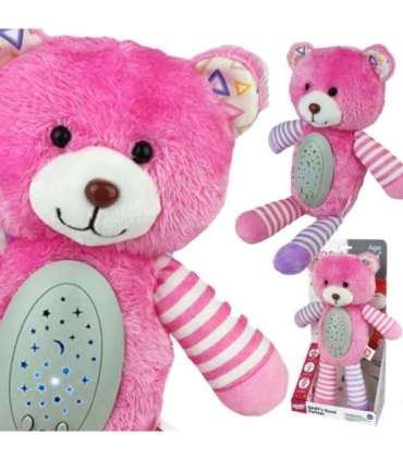 WOOPIE BABY kaisukaru uinutaja ja projektor 2-ühes, roosa karu - 10 hällilaulu