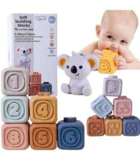 WOOPIE BABY Образовательный набор — пирамидка, сенсорные кубики, 2 в 1: прорезыватель с цифрами