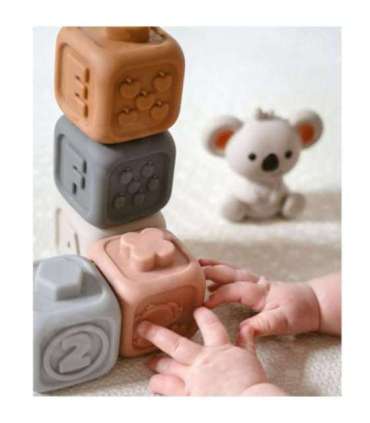 WOOPIE BABY hariduskomplekt — püramiid, sensoorsed klotsid, 2-ühes närimislelu numbritega