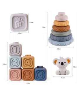 WOOPIE BABY Мягкие резиновые сенсорные кубики набор 3 в 1 Мишка