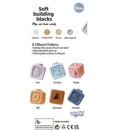 WOOPIE BABY hariduskomplekt — püramiid, sensoorsed klotsid, 2-ühes närimislelu numbritega