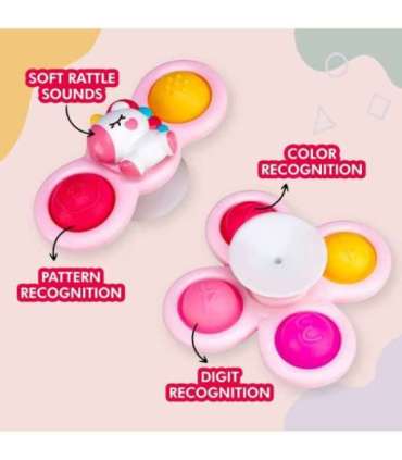 WOOPIE BABY kosmiline spinner Pop-it sensoorne mänguasi, 3 vahetatavat osa, roosa