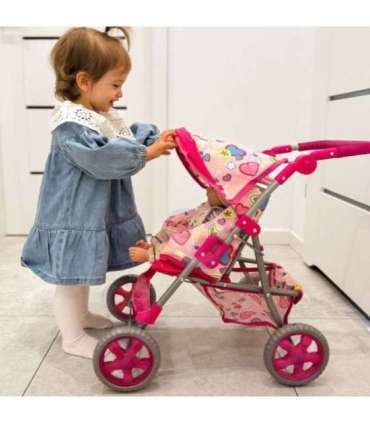 WOOPIE ROYAL kerge nukujalutuskäru, värvilised südamed