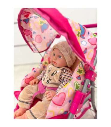 WOOPIE ROYAL kerge nukujalutuskäru, värvilised südamed