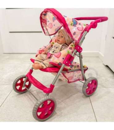 WOOPIE ROYAL kerge nukujalutuskäru, värvilised südamed