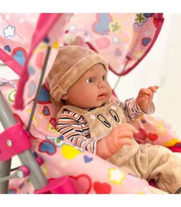 WOOPIE ROYAL kerge nukujalutuskäru, värvilised südamed