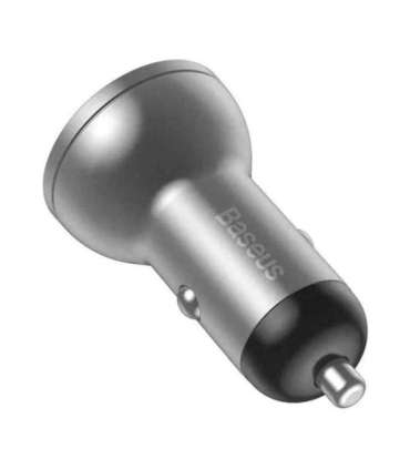Ładowarka samochodowa Baseus z wyświetlaczem, 2x USB, 4,8A, 24W (srebrna)