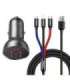 Ładowarka samochodowa Baseus z wyświetlaczem 24W + kabel USB 3w1 Baseus Three Primary Colors 1,2m