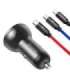Ładowarka samochodowa Baseus z wyświetlaczem 24W + kabel USB 3w1 Baseus Three Primary Colors 1,2m