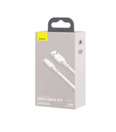 Baseus Simple Wisdom Data Cable Kit USB to Type-C 5A (2PCS/Set）1.5m White