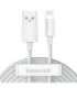 Baseus Simple Wisdom Data Cable Kit USB to Lightning 2.4A (2PCS/Set）1.5m White