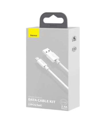 Baseus Simple Wisdom Data Cable Kit USB to Lightning 2.4A (2PCS/Set）1.5m White