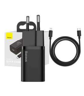 Baseus Super Si Quick Charger 1C 20W with USB-C cable for Lightning 1m (black)
