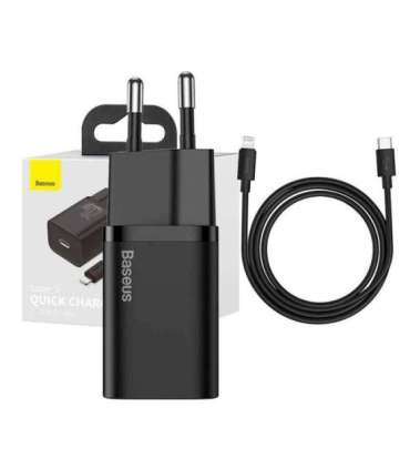Baseus Super Si Quick Charger 1C 20W with USB-C cable for Lightning 1m (black)