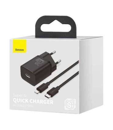Baseus Super Si Quick Charger 1C 20W with USB-C cable for Lightning 1m (black)