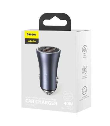 Baseus Golden Contactor Pro car charger, 2x USB, 40W (gray)