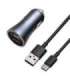 Ładowarka samochodowa Baseus Golden Contactor Pro, 2x USB, 40W (szara) + kabel USB do USB-C 1m (czarny)