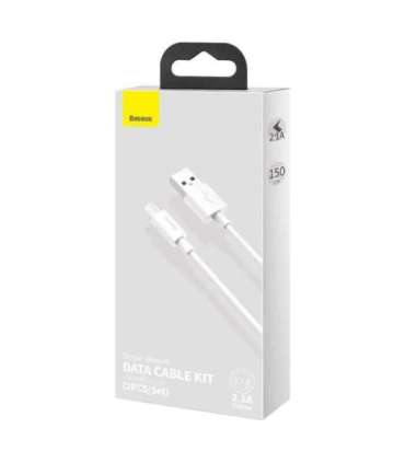 Baseus Simple Wisdom Data Cable Kit USB to Micro 2.1A (2PCS/Set) 1.5m White