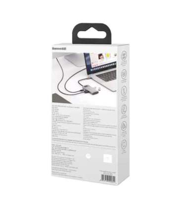 Hub 4in1 Baseus Metal Gleam Series, USB-C to USB 3.0 + USB 2.0 + HDMI + USB-C PD