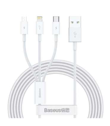 USB cable 3in1 Baseus Superior Series, USB to micro USB / USB-C / Lightning, 3.5A, 1.2m (white)