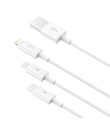 USB cable 3in1 Baseus Superior Series, USB to micro USB / USB-C / Lightning, 3.5A, 1.2m (white)