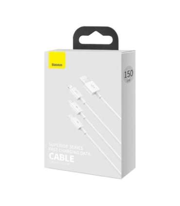 USB cable 3in1 Baseus Superior Series, USB to micro USB / USB-C / Lightning, 3.5A, 1.2m (white)